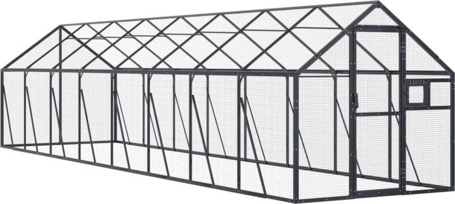 VIDAXL Volière Antraciet 1.79 X 8 X 1.85 M Vogelvolière