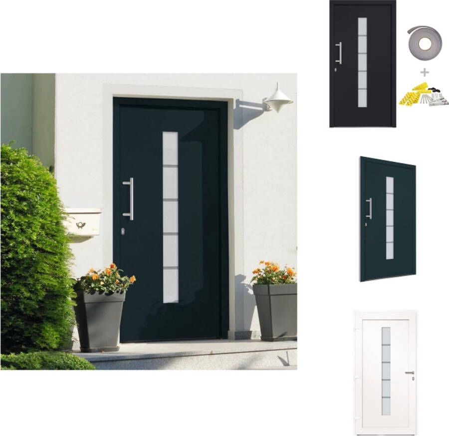 VidaXL Voordeur Aluminium PVC 100 x 200 cm Antraciet Inclusief handgreep deurkruk sleutels afdichtingstape en montageset Deurhor