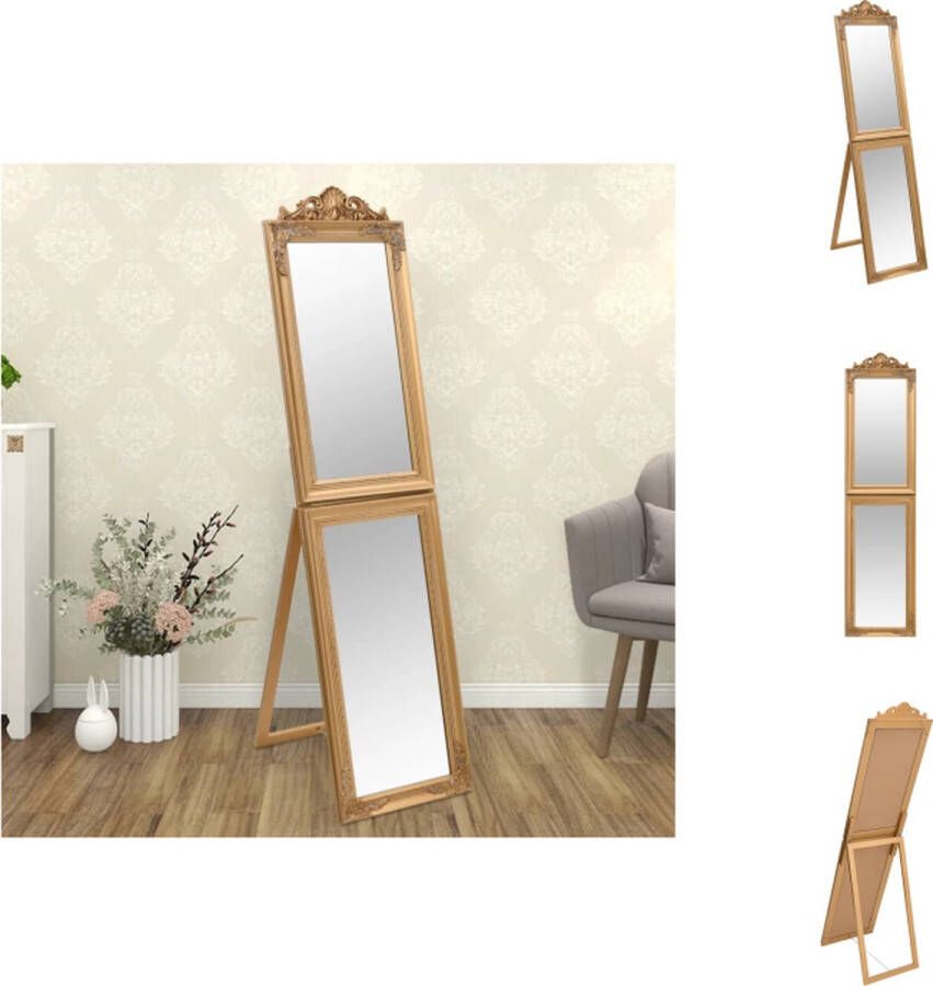 VidaXL Vrijstaande Spiegel Barok Inklapbaar Stevig houten frame Heldere weerspiegeling Unieke decoratie Goud 40 x 6.5 x 160 cm Spiegel