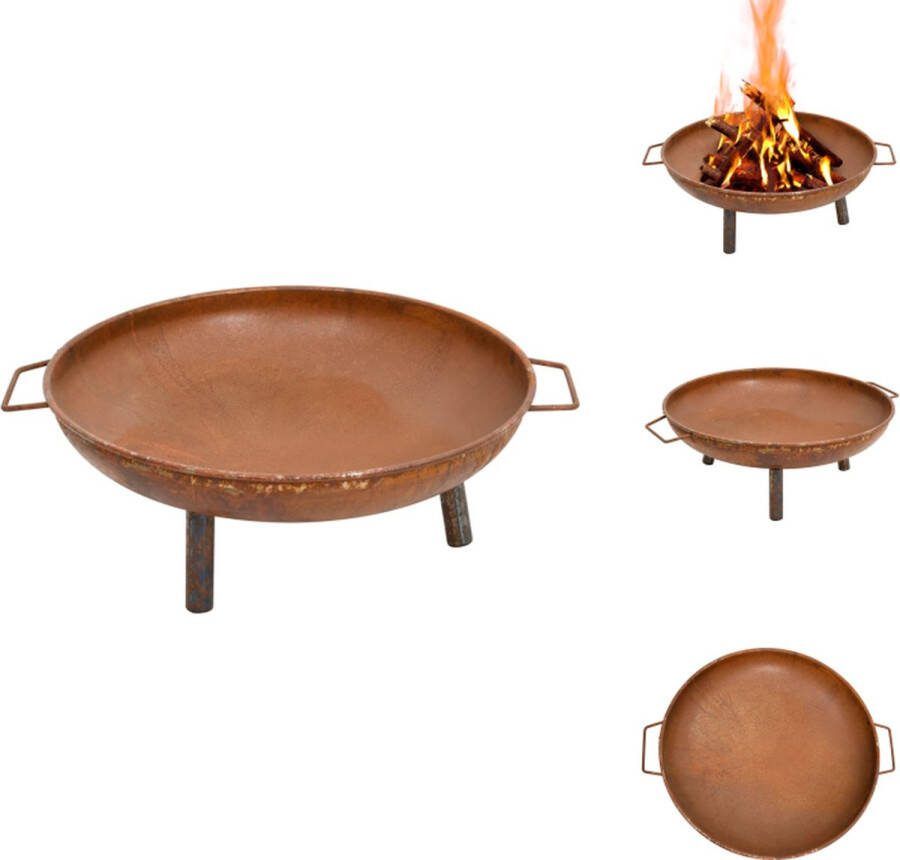 VidaXL Vuurkorf Terras 67.5 x 58 x 22.5 cm Staal met rustieke coating Tuinhaard