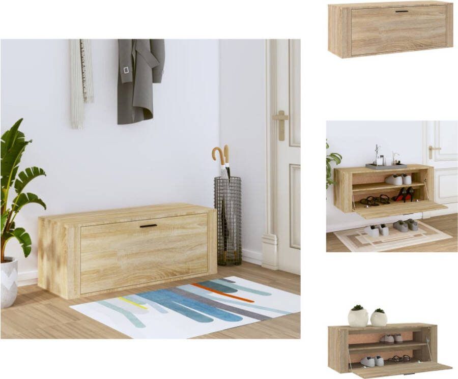 VidaXL Wand Schoenenkast Sonoma Eiken 100 x 35 x 38 cm Schoenenkast