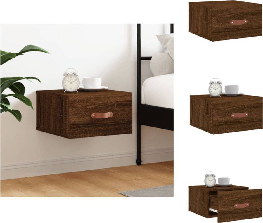 VidaXL Wandgemonteerd Nachtkastje Bruineiken 35 x 35 x 20 cm Duurzaam hout Kast
