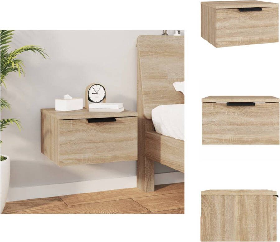 VidaXL Wandgemonteerd Nachtkastje Sonoma Eiken 34 x 30 x 20 cm Bewerkt Hout Kast