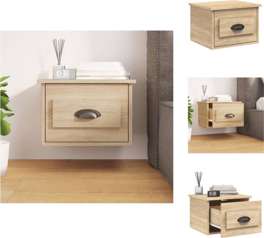 VidaXL Wandgemonteerd nachtkastje Sonoma eiken 41.5 x 36 x 28 cm Duurzaam hout Kast