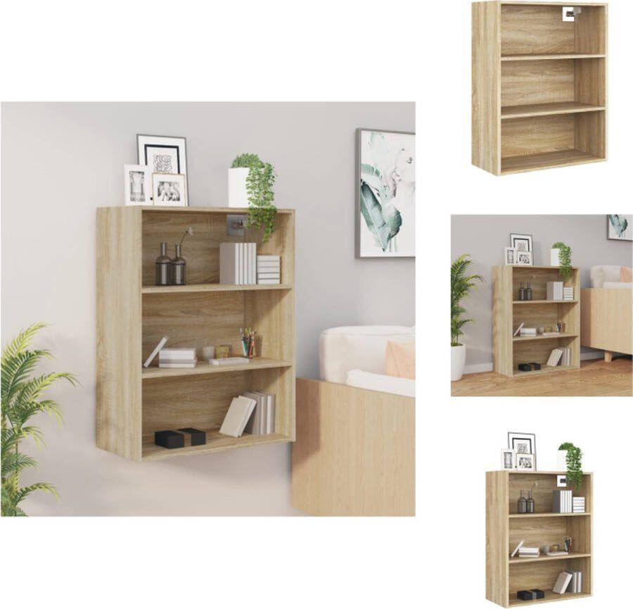 VidaXL Wandgemonteerde Hangkast Sonoma eiken 69.5 x 32.5 x 90 cm Opbergkast met 3 vakken Keukenkast