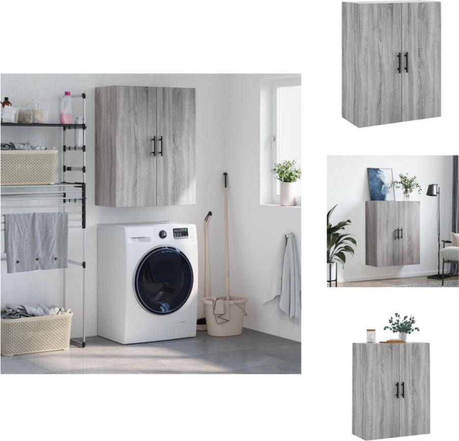 VidaXL Wandgemonteerde Kast Opbergkast 69.5 x 34 x 90 cm Duurzaam Grijs Sonoma Eiken Keukenkast