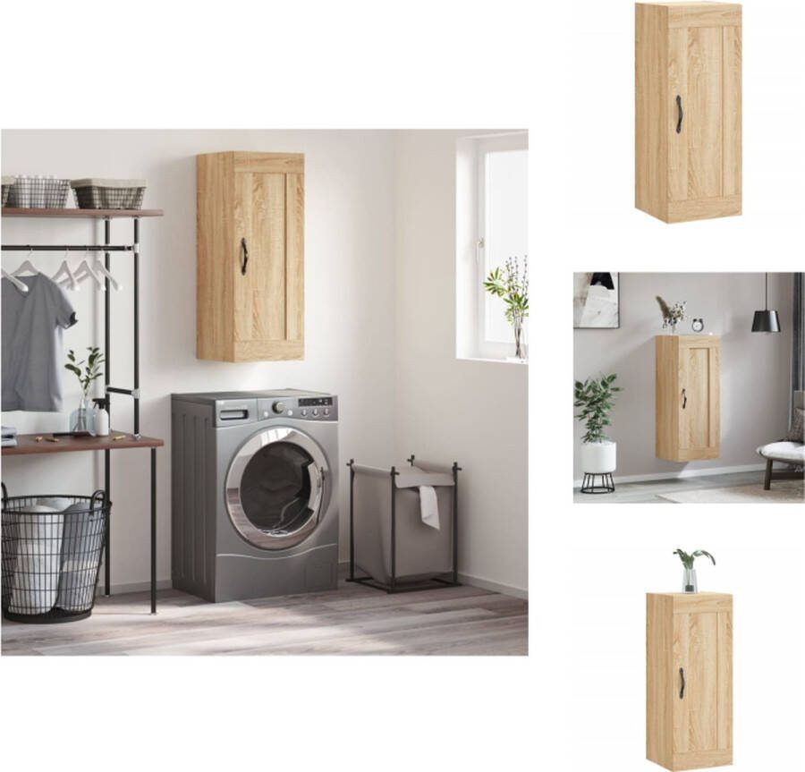 VidaXL Wandgemonteerde kast Sonoma eiken 34.5 x 34 x 90 cm Opbergkast met 3 vakken Keukenkast