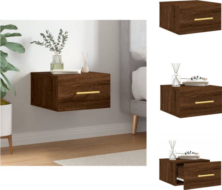 VidaXL Wandgemonteerde Nachtkastje Bruineiken 35 x 35 x 20 cm Duurzaam hout Kast