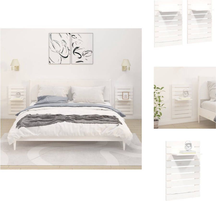 VidaXL Wandgemonteerde Nachtkastjes Massief Grenenhout 40 x 17.5 x 63 cm Set van 2 Wandsteun
