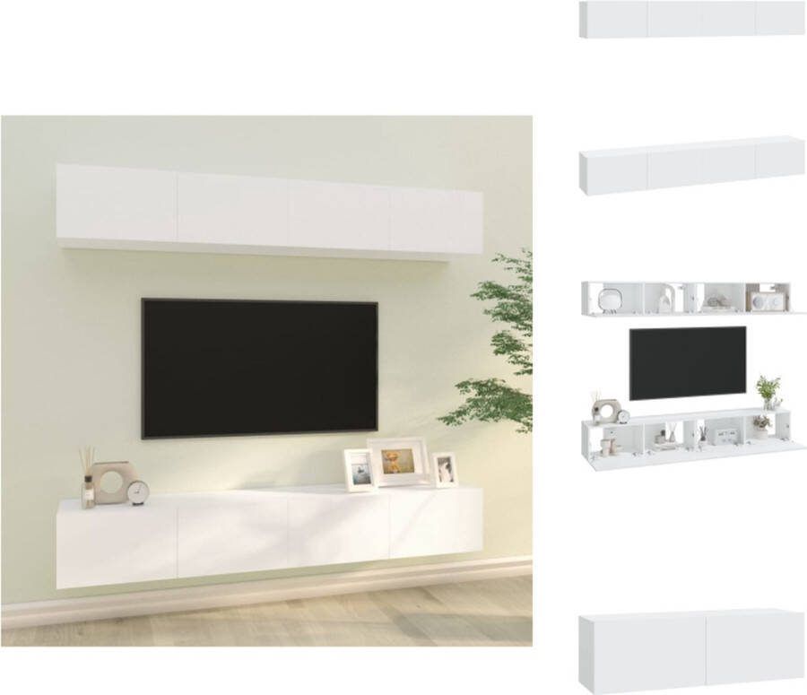 VidaXL Wandgemonteerde Tv-meubelen Klassiek Ontwerp Tv-meubels 100 x 30 x 30 cm Kleur- Wit Materiaal- Bewerkt hout Kast