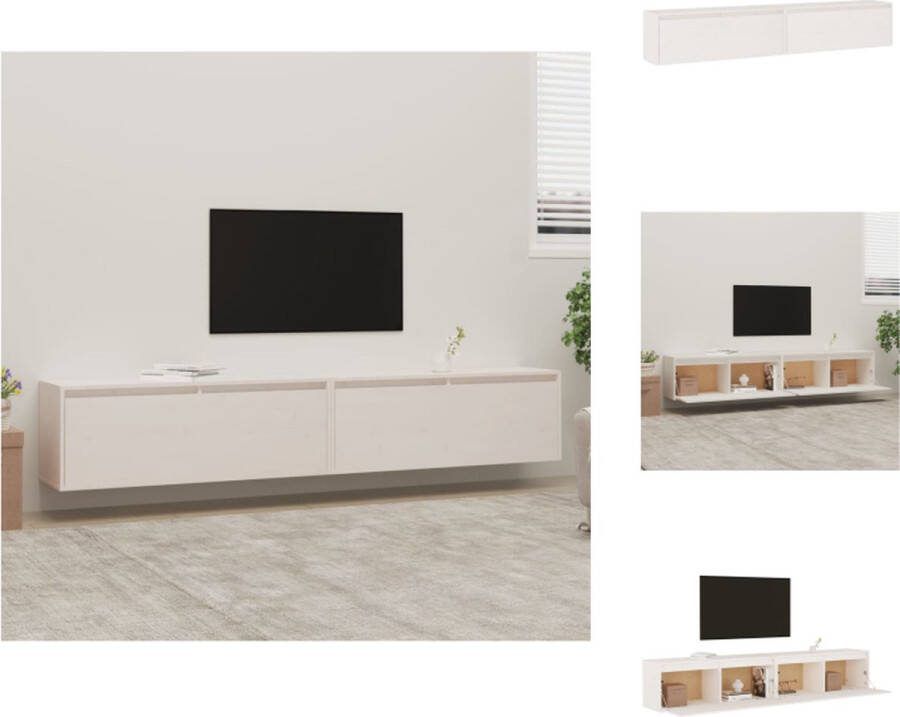 VidaXL Wandkast 100x30x35 cm massief grenenhout wit Wandsteun