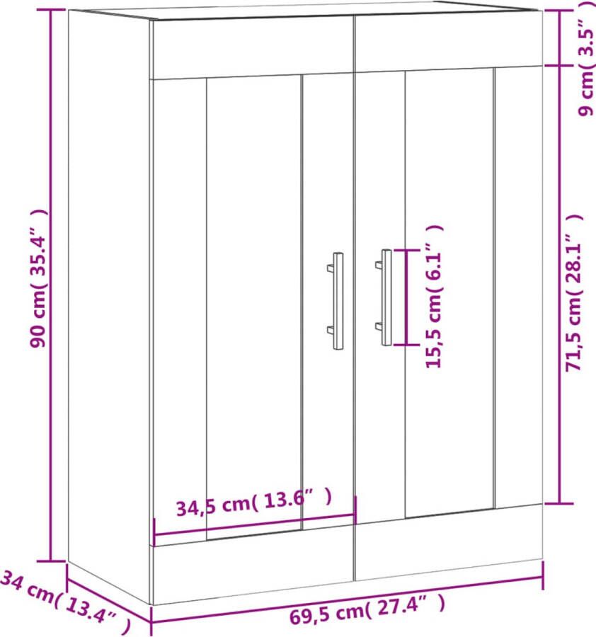 VidaXL -Wandkast-69 5x34x90-cm-bewerkt-hout-sonoma-eikenkleurig