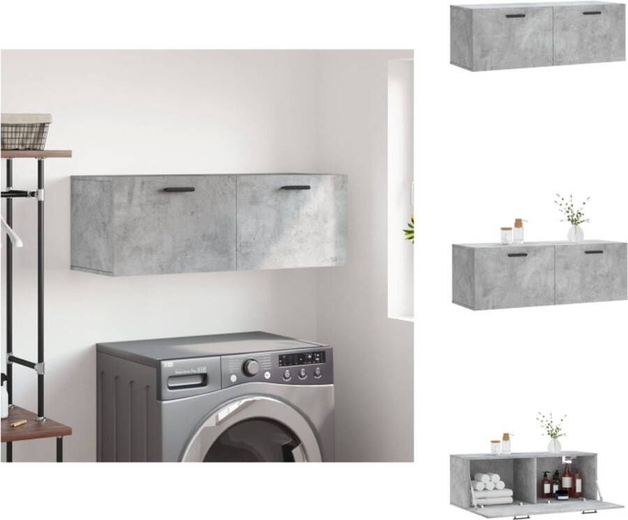 VidaXL Wandkast Betongrijs 100x36.5x35 cm Decoratieve opbergkast Duurzaam materiaal Kast