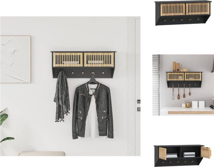 VidaXL Wandkast Compact 80 x 24 x 35.5 cm Zwart Kast