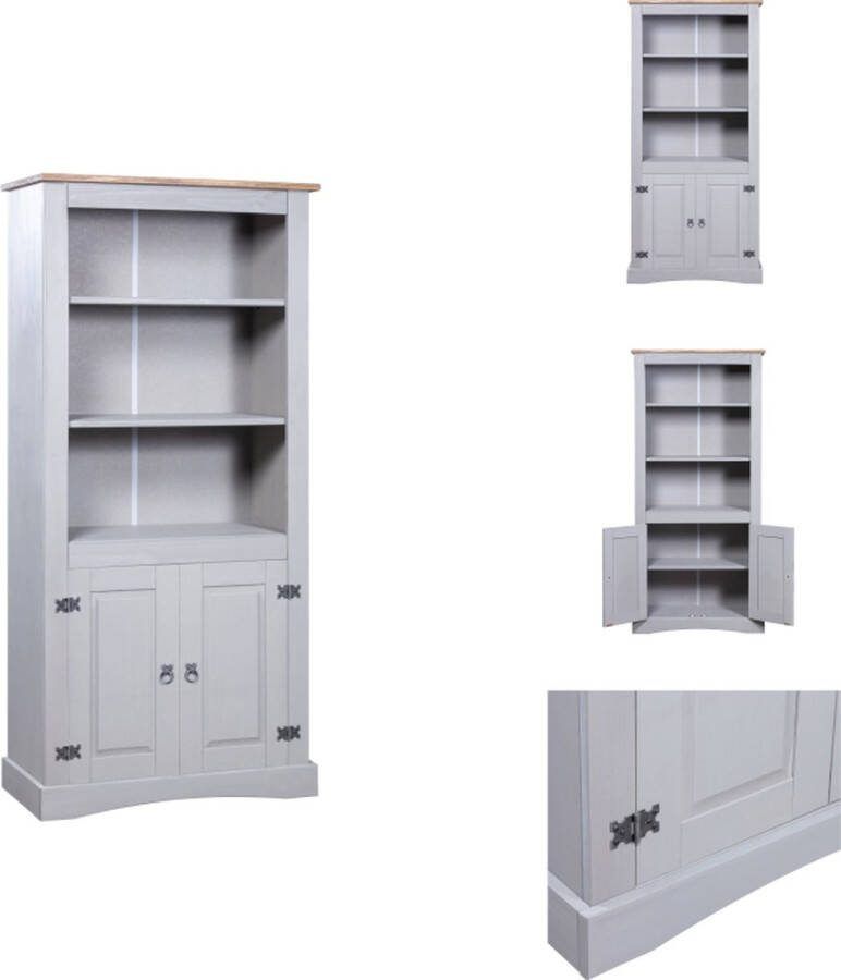 VidaXL Wandkast Corona 80 x 40 x 170 cm Massief grenenhout Mexicaanse stijl Kast
