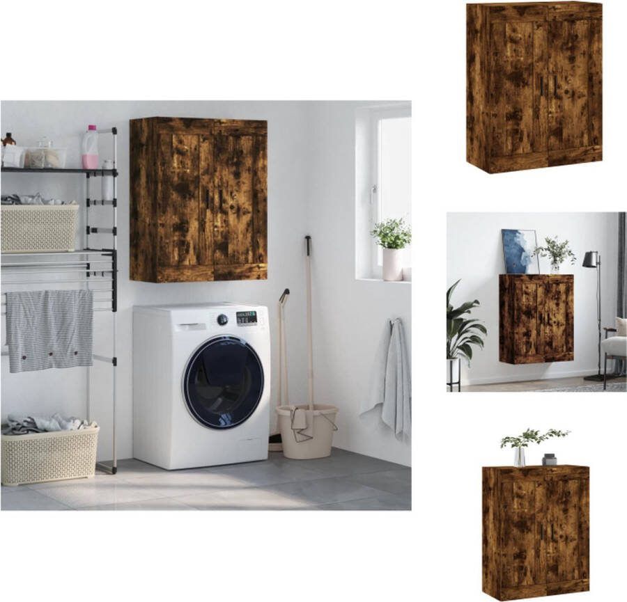 VidaXL Wandkast Gerookt Eiken 69.5 x 34 x 90 cm Drie vakken met twee deuren Wandgemonteerd Keukenkast