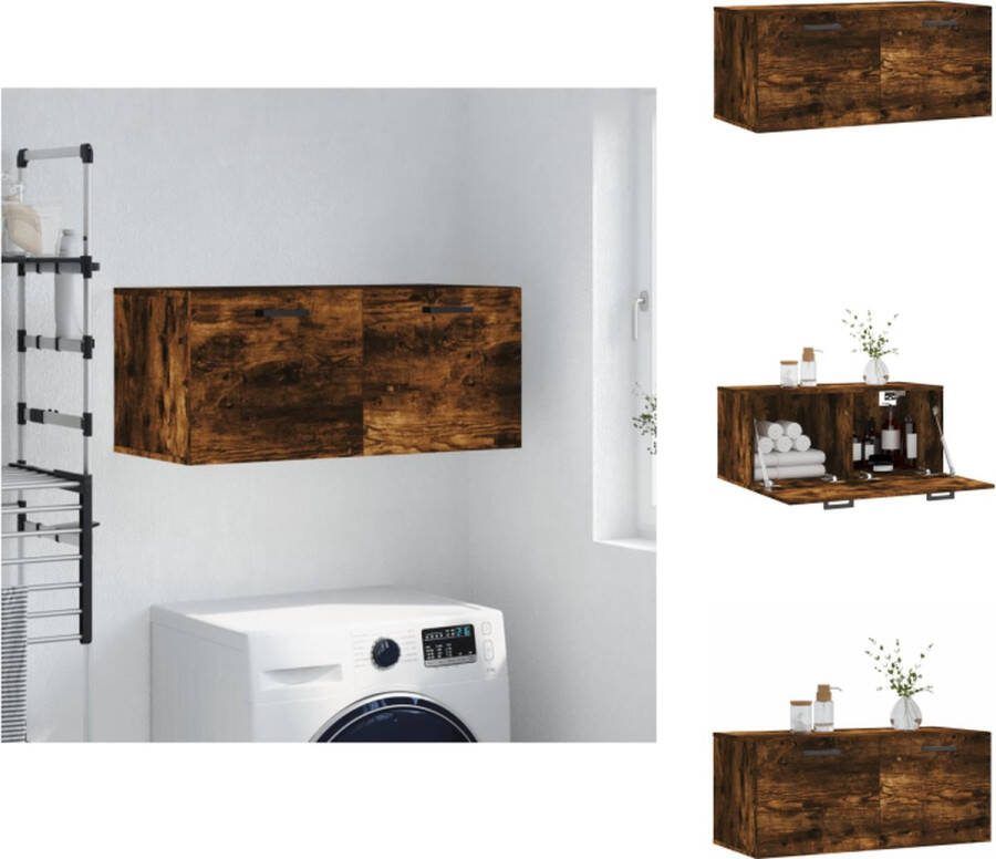 VidaXL Wandkast Gerookt Eiken Zwevende Opbergkast 80x36.5x35 cm Kast