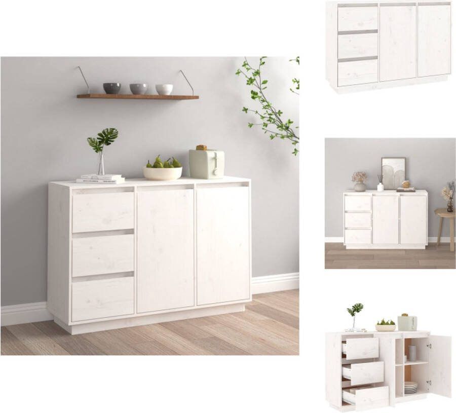 VidaXL Wandkast Grenenhout 111 x 34 x 75 cm Wit Keukenkast