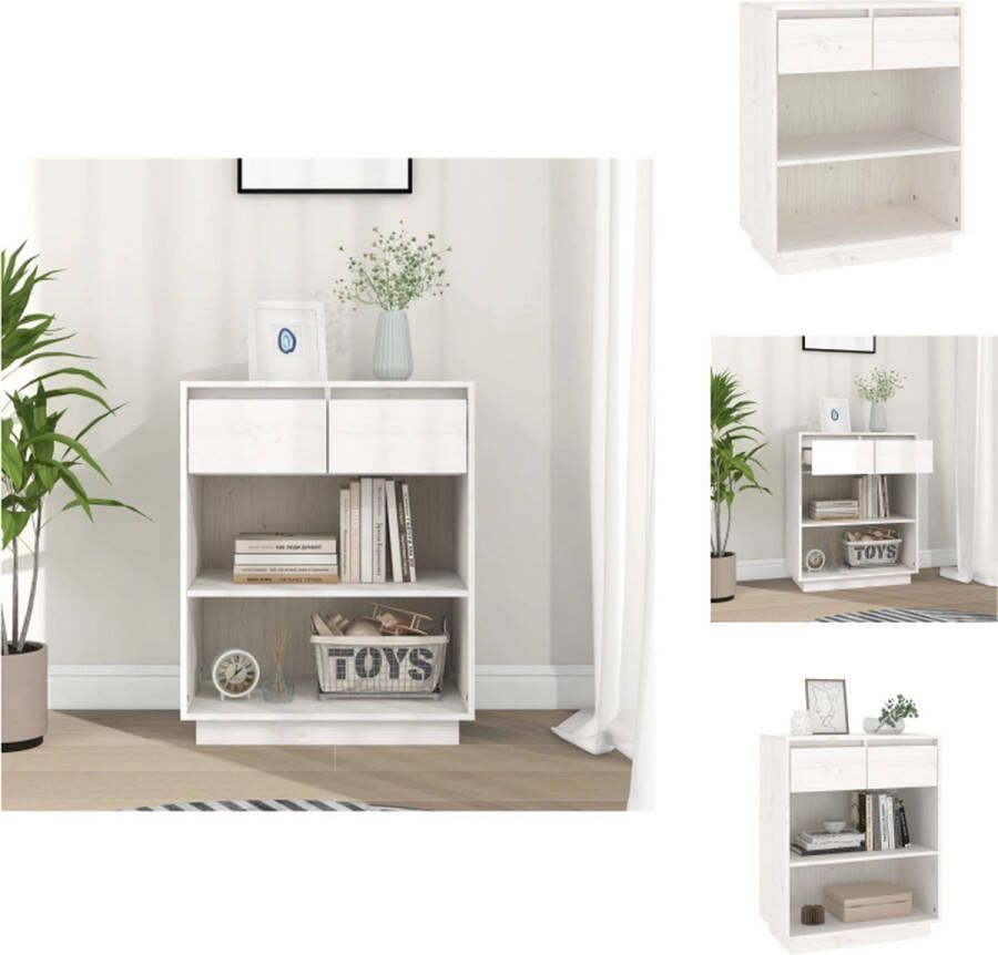 VidaXL Wandkast Grenenhout 60x34x75 cm Wit Keukenkast