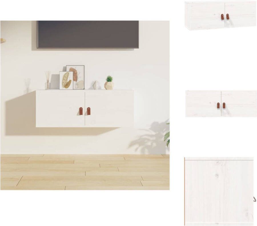 VidaXL Wandkast Grenenhout 80 x 30 x 30 cm Wit Wandsteun