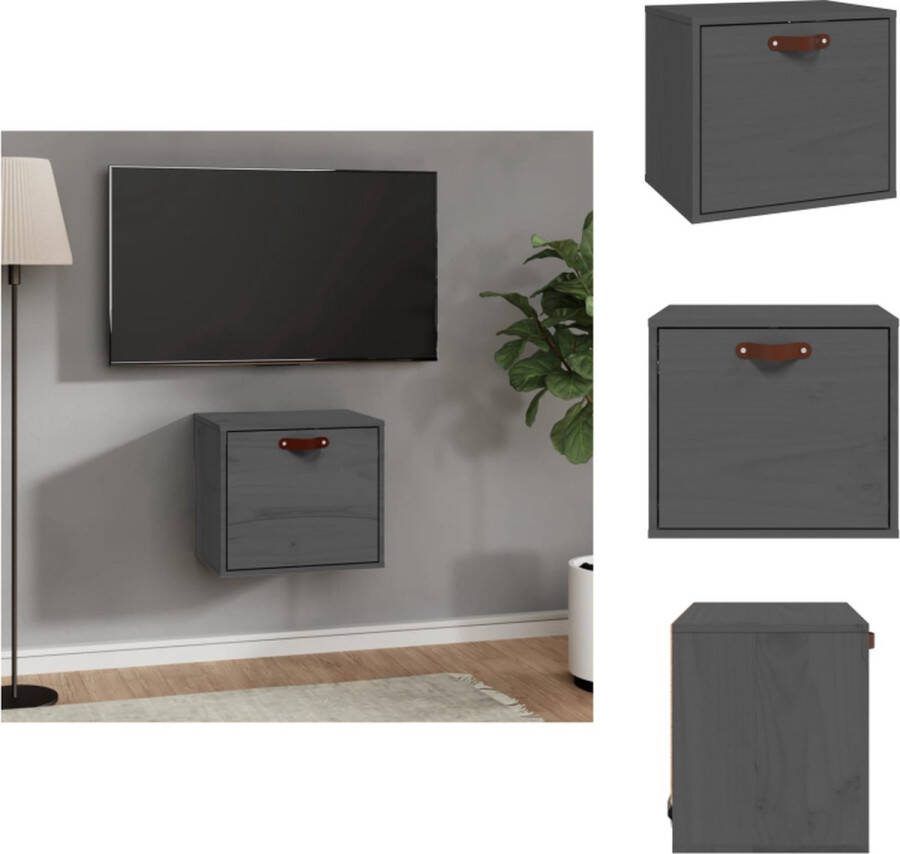 VidaXL Wandkast Grijs 40 x 30 x 35 cm Massief grenenhout Wandsteun