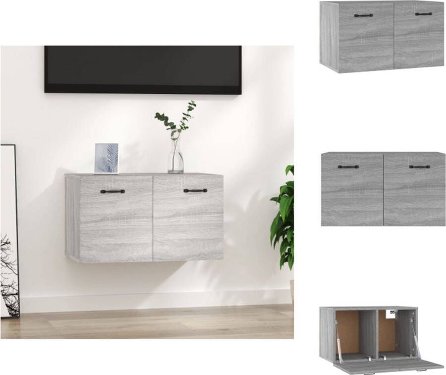 VidaXL Wandkast Grijs Sonoma Eiken 60 x 36.5 x 35 cm 2 Lades Kast
