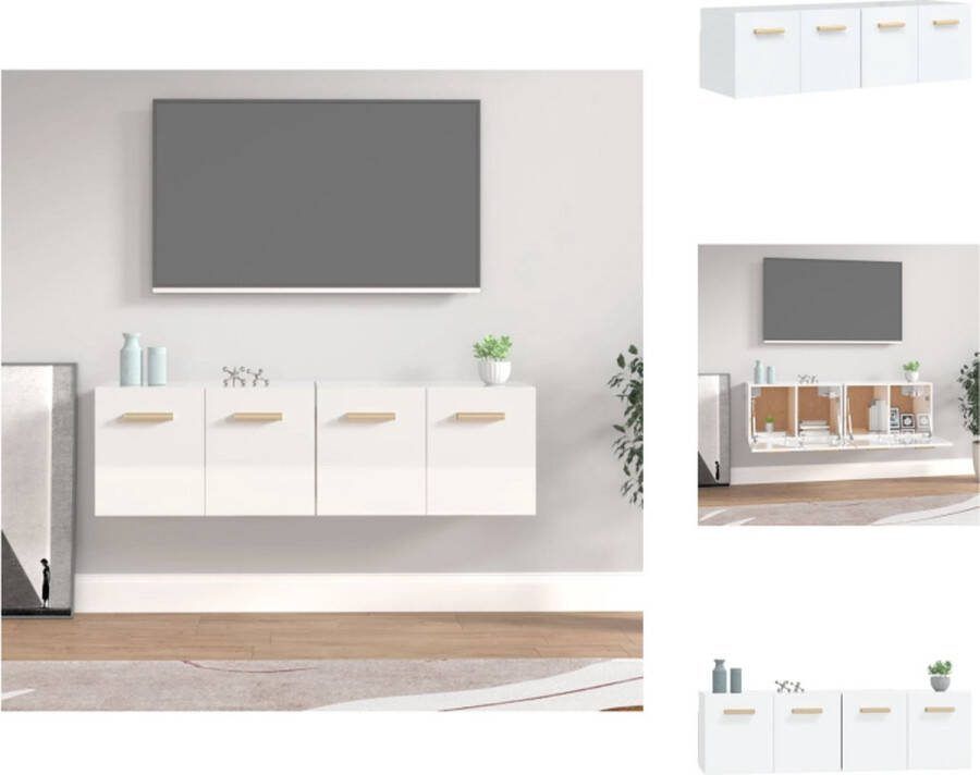 VidaXL Wandkast Hangkast Hoogglans Wit 60 x 36.5 x 35 cm Bewerkt hout Kast