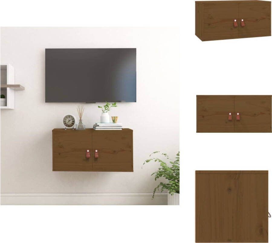 VidaXL Wandkast Honingbruin 60 x 30 x 30 cm Massief grenenhout Wandsteun
