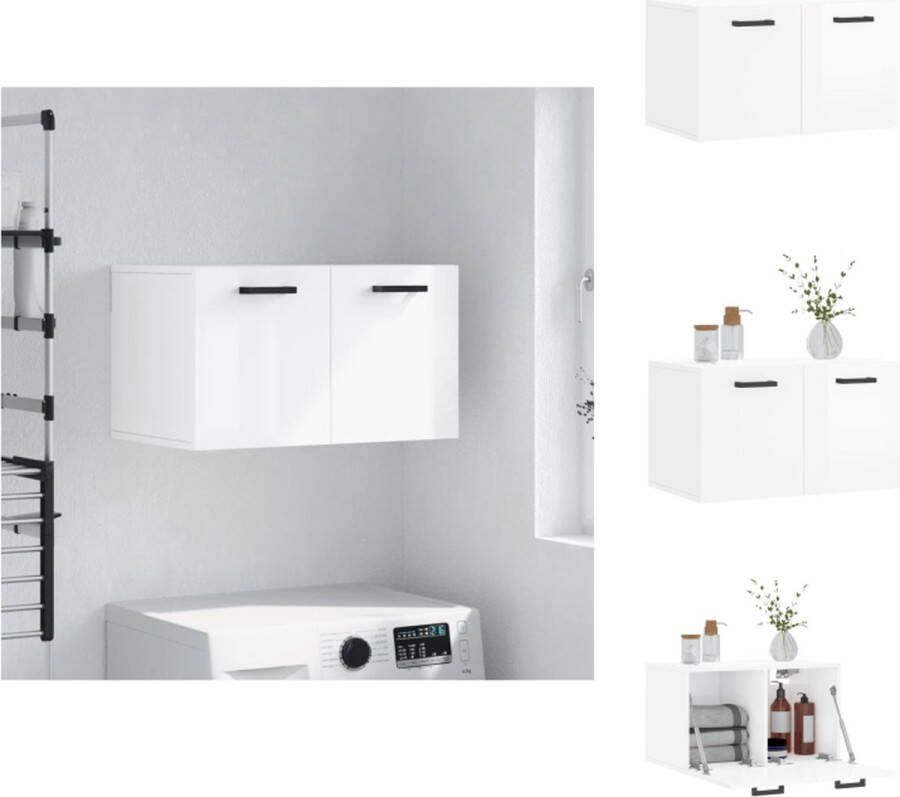 VidaXL Wandkast Hoogglans wit 60 x 36.5 x 35 cm Bewerkt hout Kast