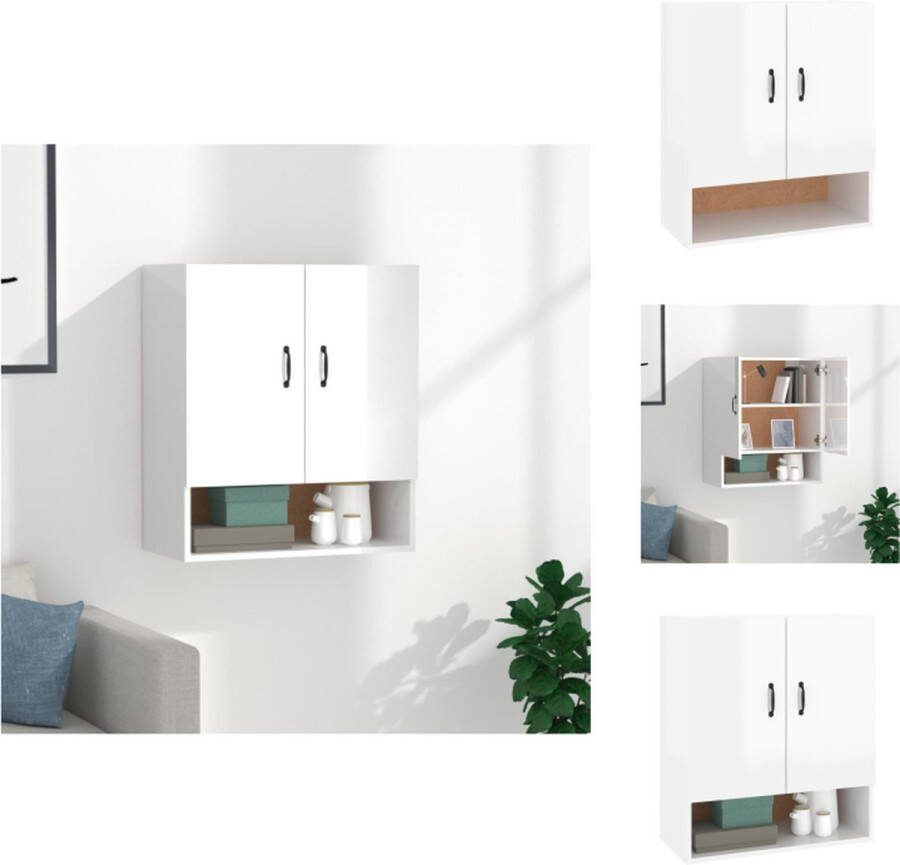 VidaXL Wandkast Hoogglans Wit 60x31x70 cm Bewerkt Hout Kast