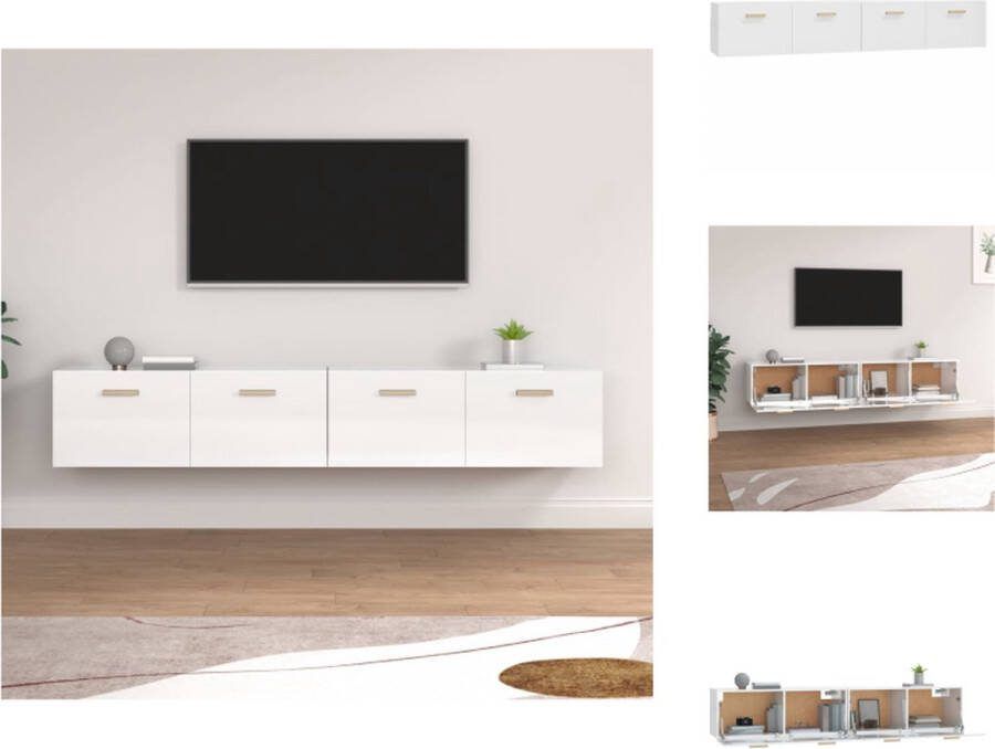 VidaXL Wandkast Hoogglans Wit Bewerkt Hout 100x36.5x35cm 2 Vakken Kast