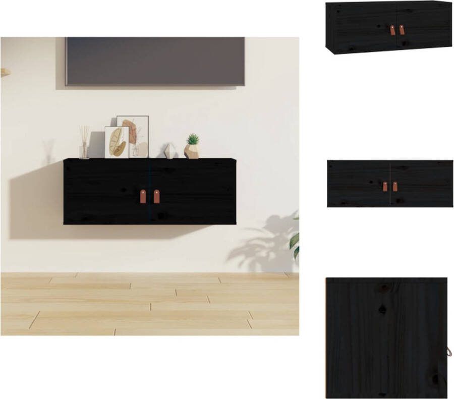 VidaXL Wandkast Houten 80x30x30cm Zwart Wandsteun