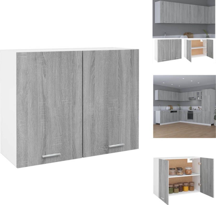 VidaXL Wandkast Keukenkast 80 x 31 x 60 cm Grijs Sonoma Eiken Keukenkast