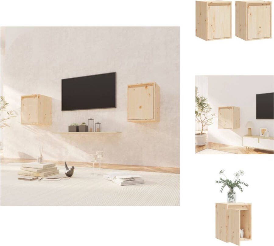 VidaXL Wandkast Massief grenenhout 30x30x40 cm Set van 2 Wandsteun