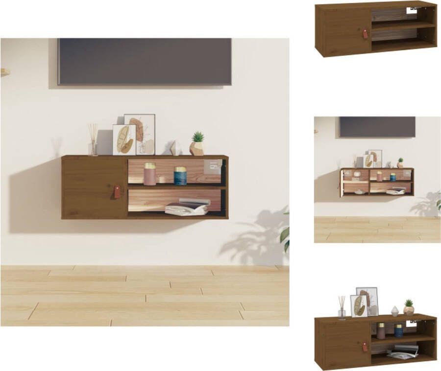 VidaXL Wandkast Massief Grenenhout 80 x 30 x 30 cm Honingbruin Wandsteun