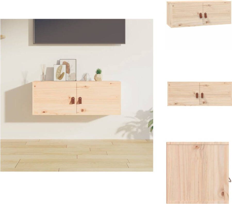 VidaXL Wandkast Massief Grenenhout 80 x 30 x 30 cm Onbehandeld Wandsteun