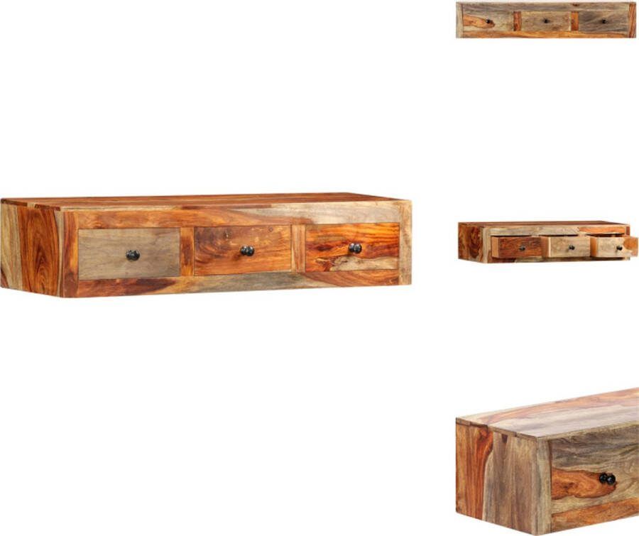 VidaXL Wandkast Massief Sheeshamhout 100 x 25 x 20 cm Met 3 lades Tafel