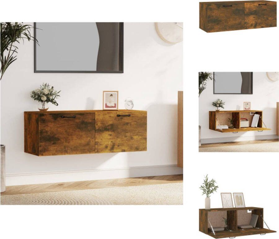 VidaXL Wandkast Smoked Oak 100 x 36.5 x 35 cm Hoge kwaliteit 2 lades Kast
