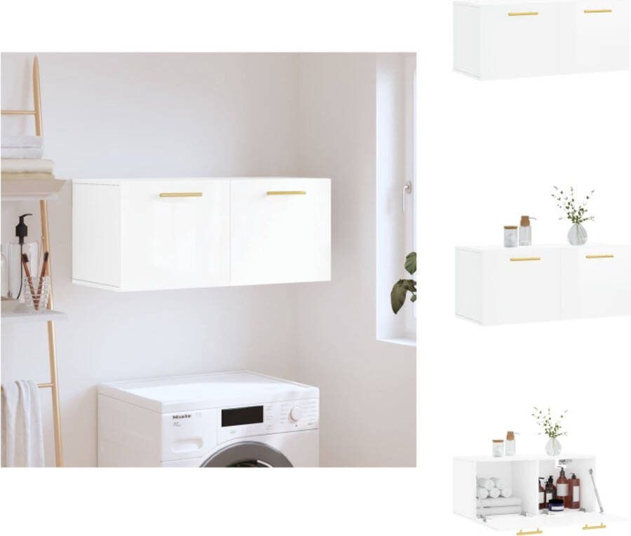 VidaXL Wandkast Wandgemonteerd Hoogglans wit 80 x 36.5 x 35 cm Kast