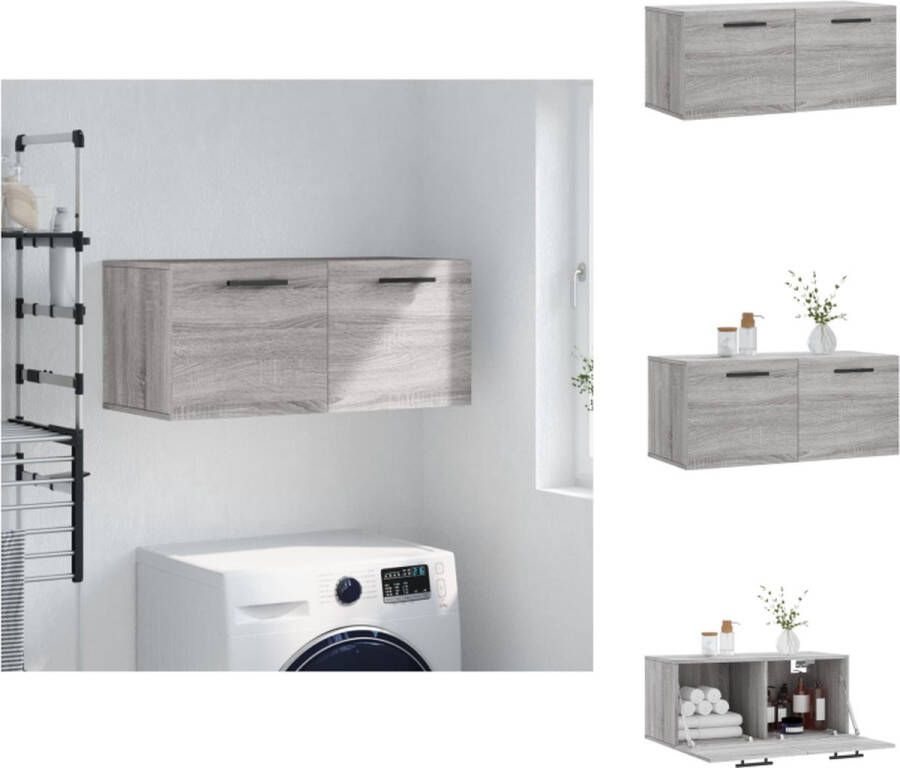 VidaXL Wandkast Wandgemonteerde Opbergkast 80x36.5x35 cm Grijs Sonoma Eiken Kast