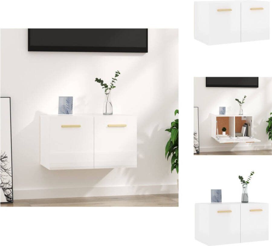 VidaXL Wandkast zwevend 60 x 36.5 x 35 cm hoogglans wit Kast