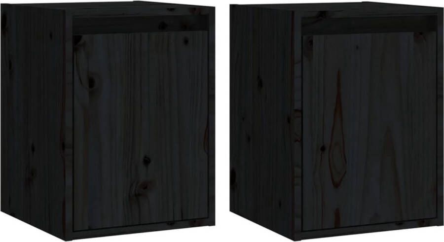 VidaXL -Wandkasten-2-st-30x30x40-cm-massief-grenenhout-zwart