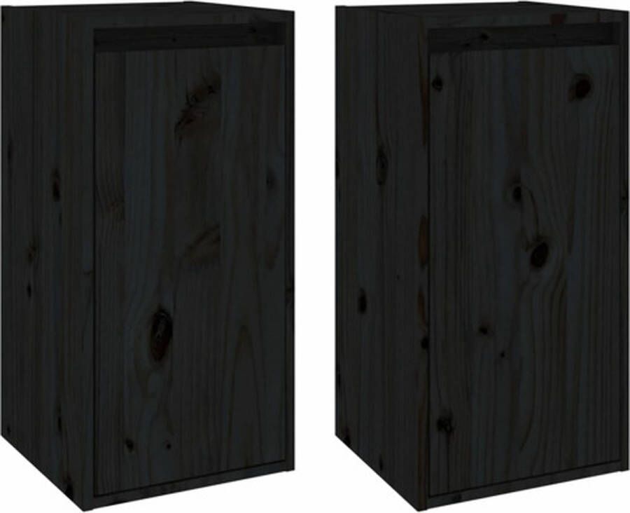 VidaXL -Wandkasten-2-st-30x30x60-cm-massief-grenenhout-zwart
