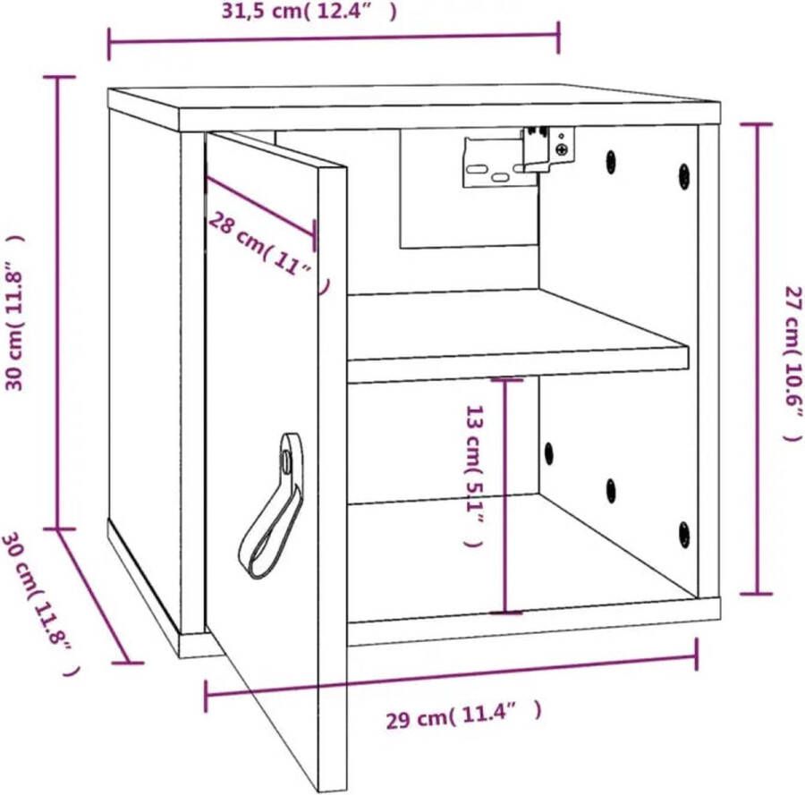 vidaXL Wandkasten 2 st 31 5x30x30 cm massief grenenhout honingbruin