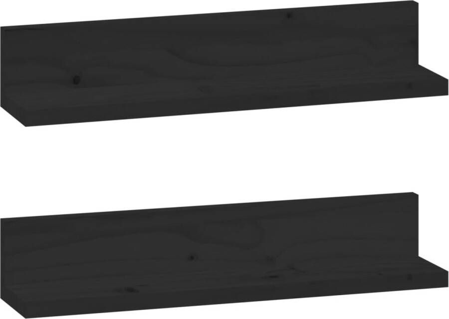 VidaXL -Wandkasten-2-st-50x11x9-cm-massief-grenenhout-zwart