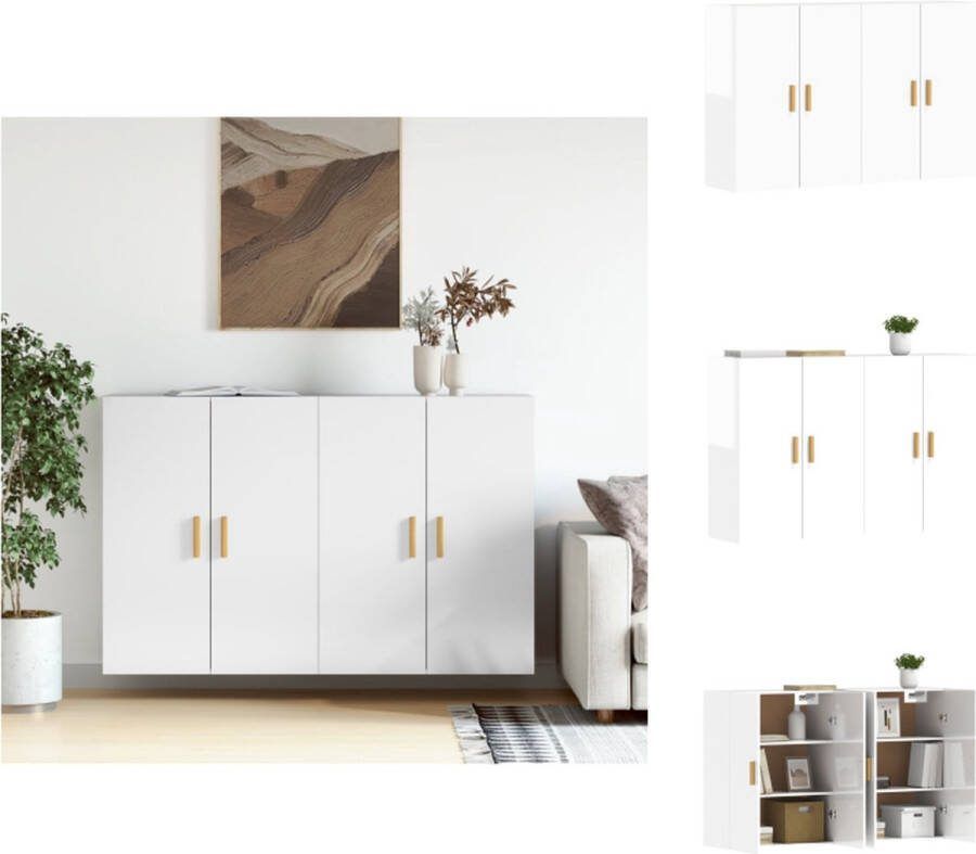 VidaXL Wandkasten Hoogglans wit 69.5 x 34 x 90 cm Stevig materiaal Keukenkast
