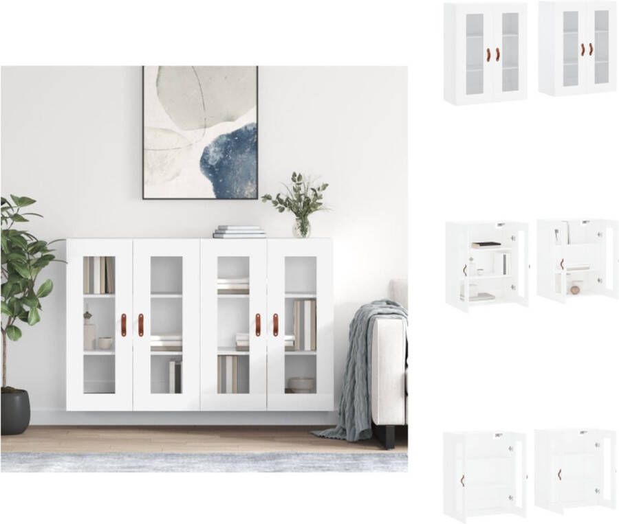 VidaXL Wandkasten Praktisch en Decoratief Hangkast 69.5 x 34 x 90 cm Glasdeur Wit Keukenkast