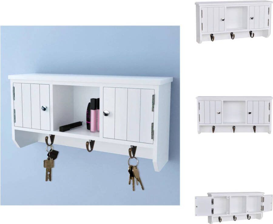 VidaXL Wandkastje Antiekwit 40 x 8.5 x 20 cm MDF en staal Kast