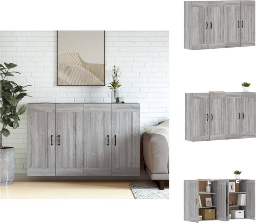 VidaXL Wandmeubel Opbergkast 69.5 x 34 x 90 cm grijs sonoma eiken Keukenkast