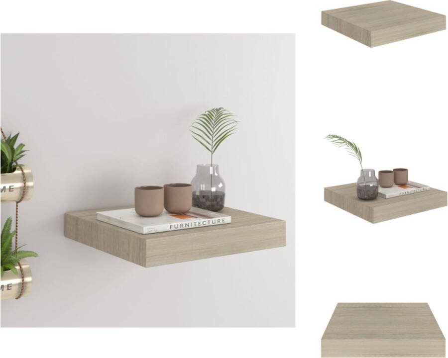 VidaXL Wandplank Eiken 23 x 23.5 x 3.8 cm Stijlvolle set van honingraat MDF en metaal Wandsteun